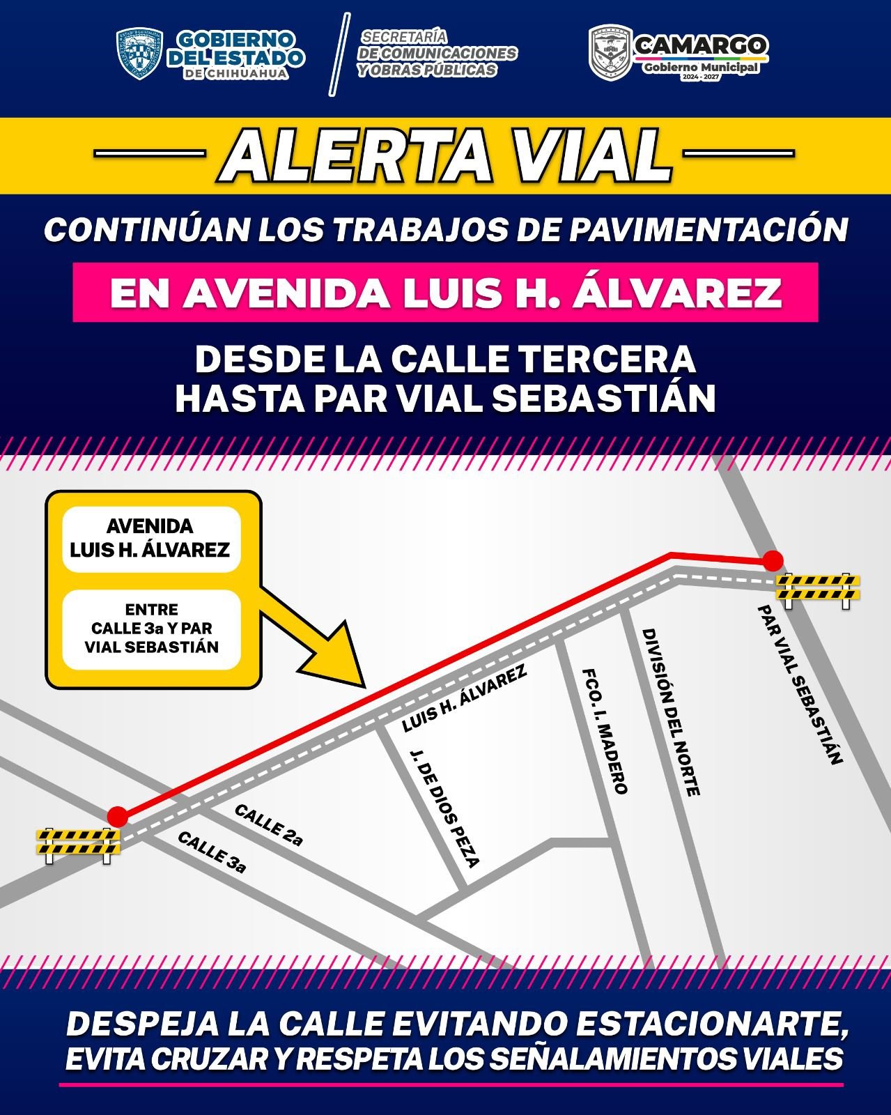 Precaución en Avenida Luis H. Álvarez: maquinaria pesada en operación