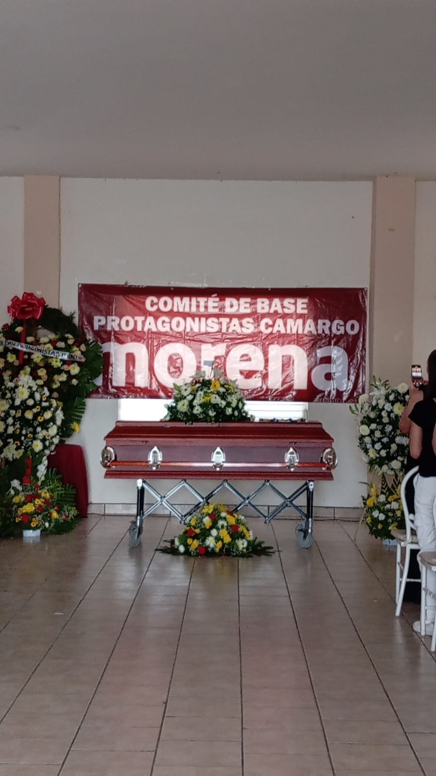 El Comité de Base Protagonistas Camargo de MORENA rinde homenaje de cuerpo presente al profesor Martín Ramos