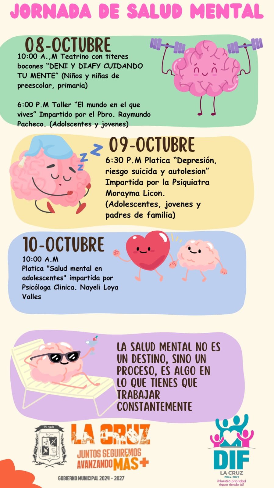 DIF La Cruz invita a participar en la Jornada de Salud Mental