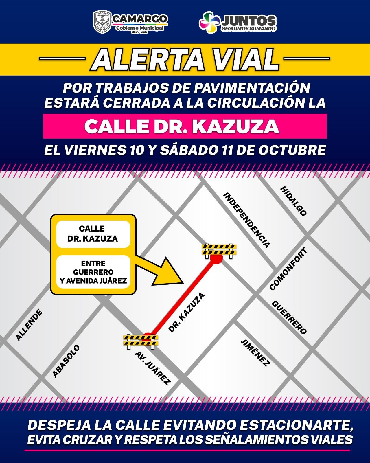 Municipio pide precaución: este viernes arrancan los trabajos para repavimentación de la calle Dr. Kazuza