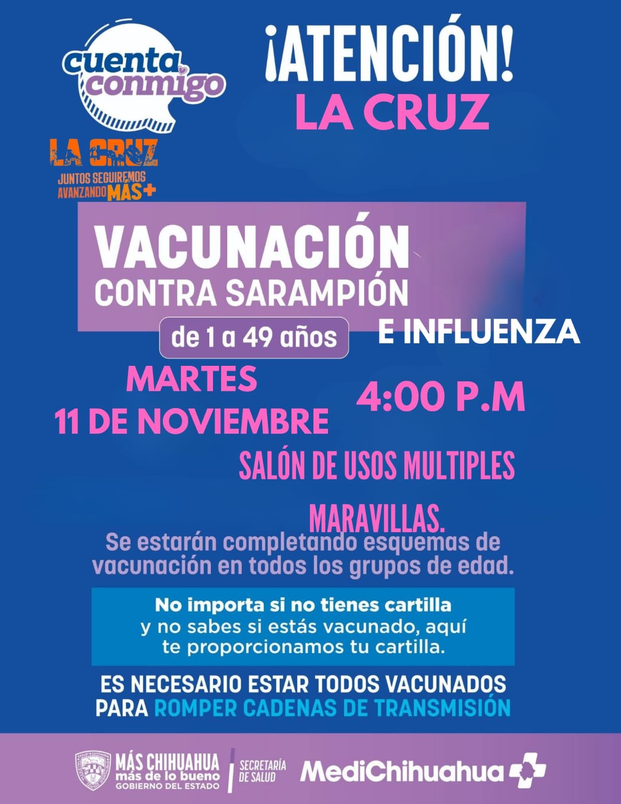 MediChihuahua y módulo de vacunación llegan a maravillas este martes