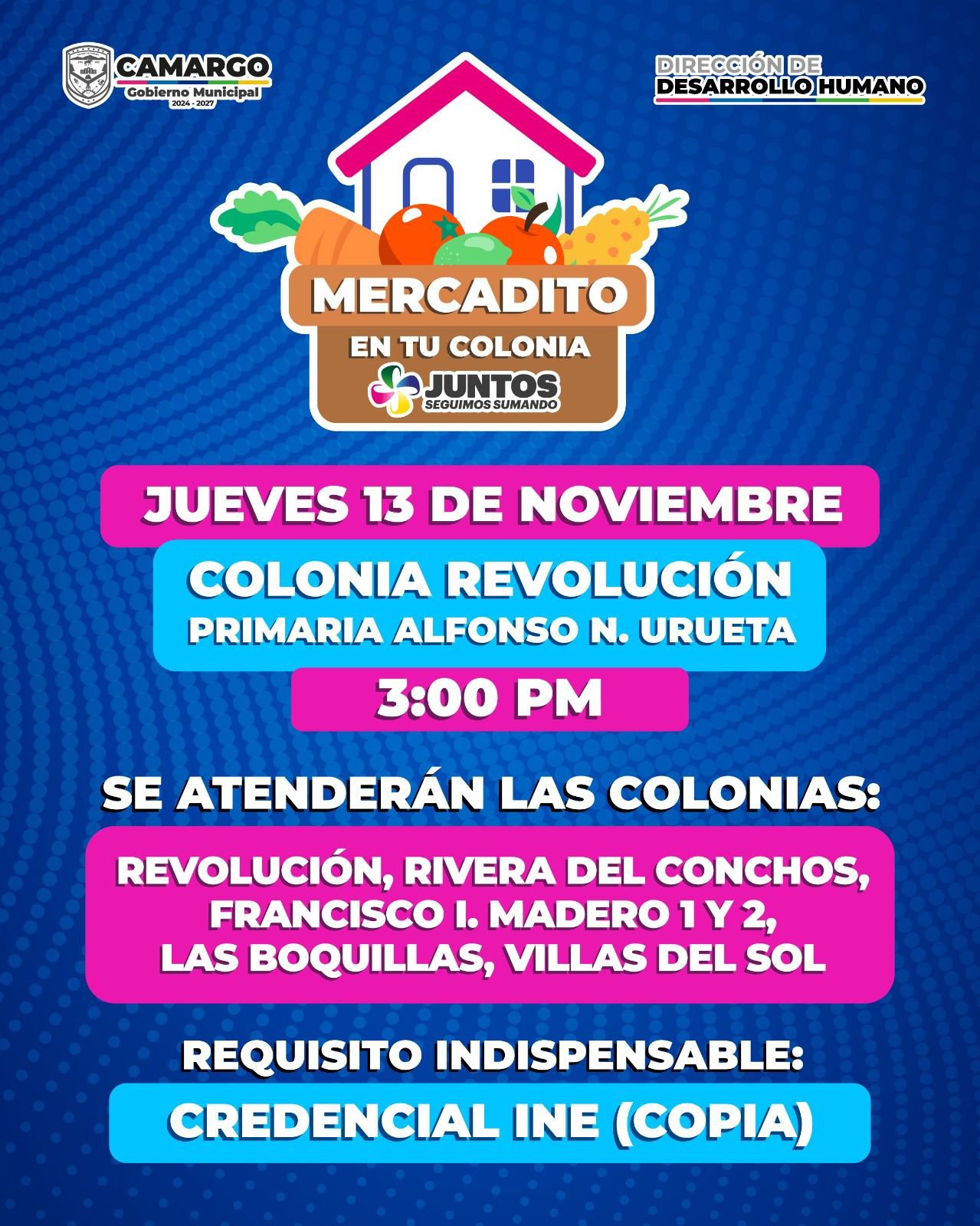 Mercadito en tu Colonia llegará este jueves 13 de noviembre a las 3:00 PM a la Colonia Revolución