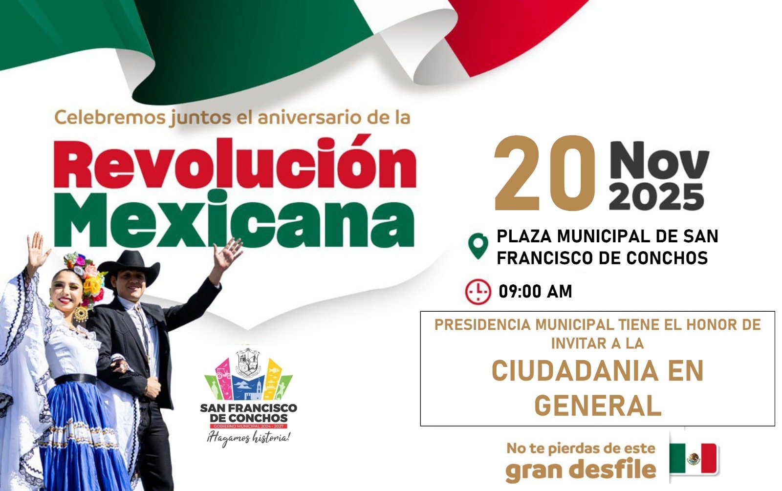 Todo listo para el Desfile Revolucionario en San Francisco de Conchos; este será el recorrido