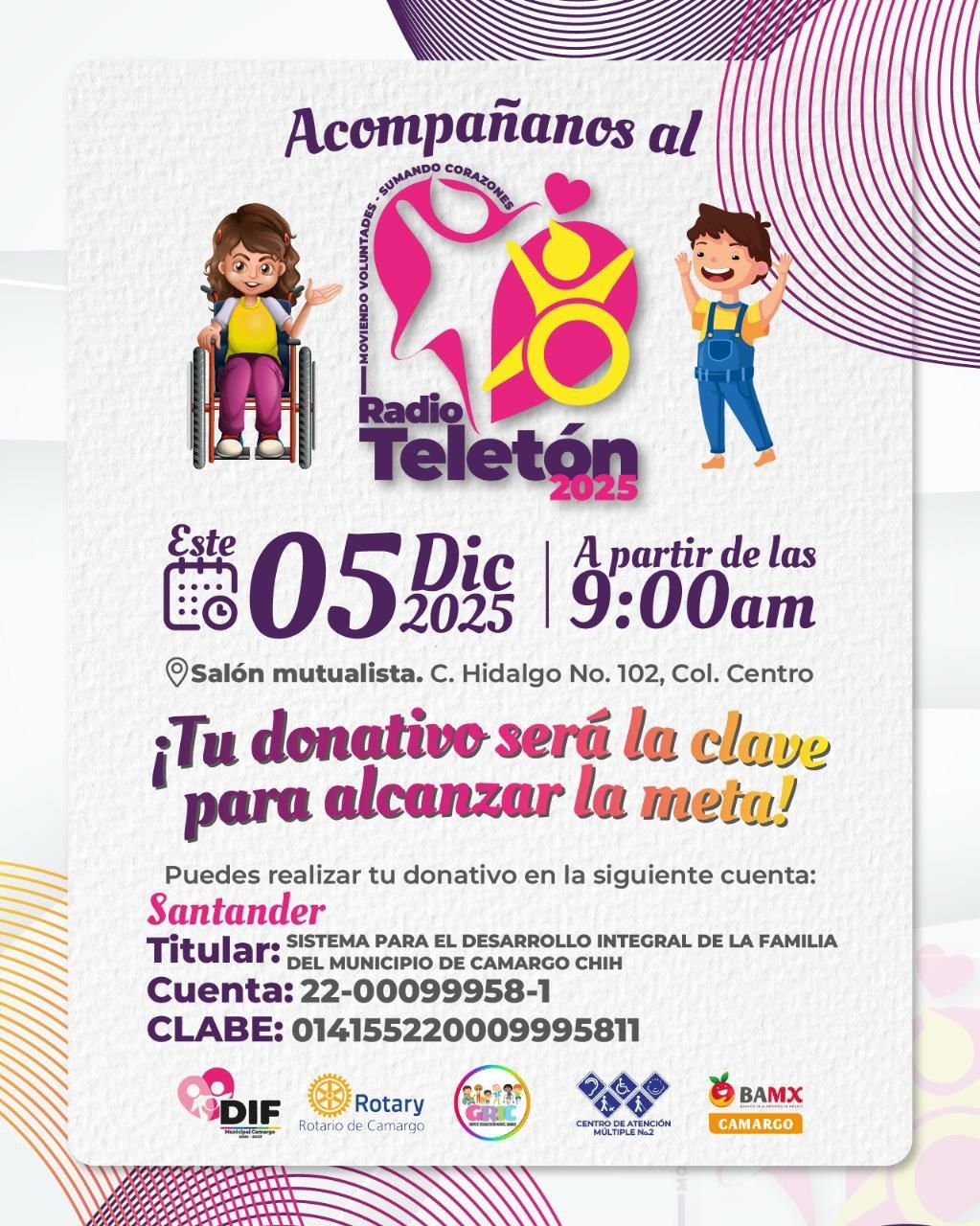 DIF Municipal Camargo invita a sumarse al Radio Teletón 2025 este viernes 5 de diciembre