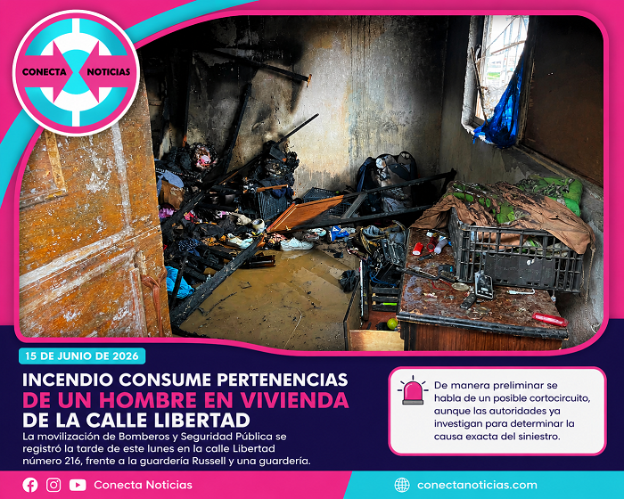 Incendio consume pertenencias de un hombre en vivienda de la calle Libertad; investigan posible causa