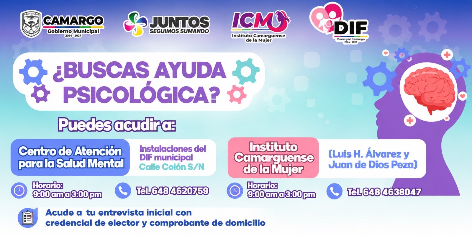 Gobierno Municipal de Camargo fortalece atención psicológica a través del DIF y el Instituto Camarguense de la Mujer