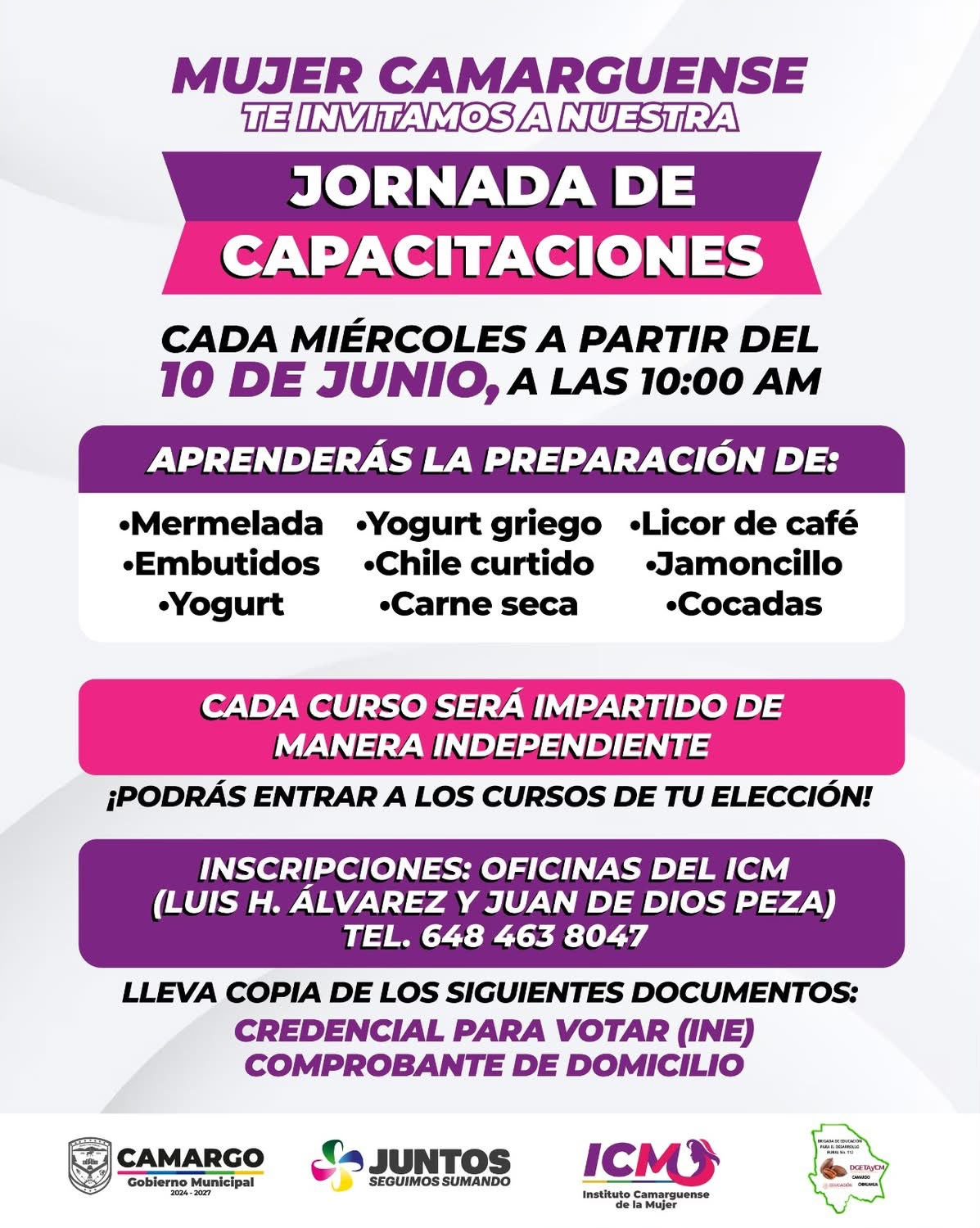 Invita ICM a mujeres camarguenses a participar en Jornada de Capacitaciones