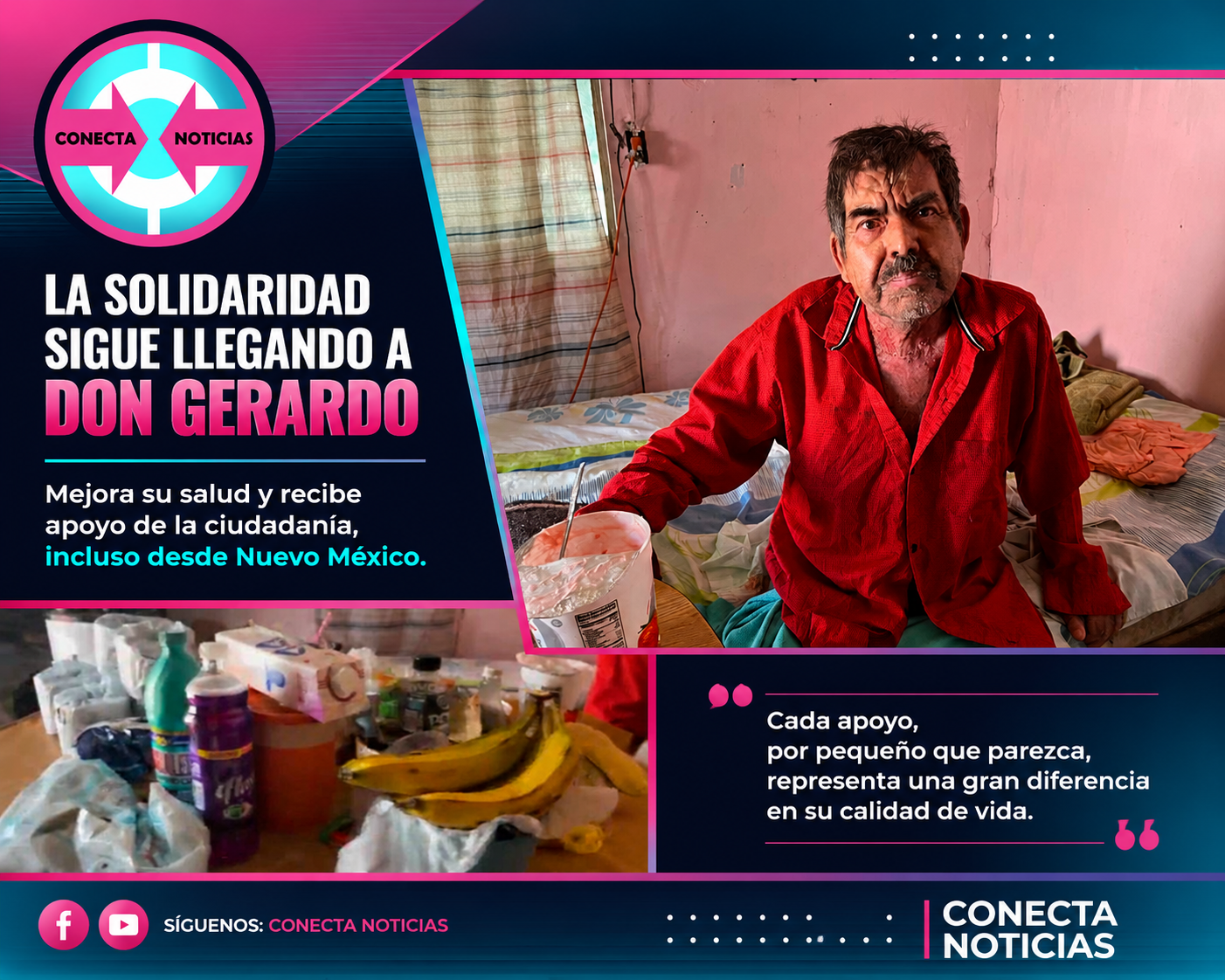 La solidaridad sigue llegando a Don Gerardo; mejora su salud y el apoyo cruza fronteras desde Nuevo México