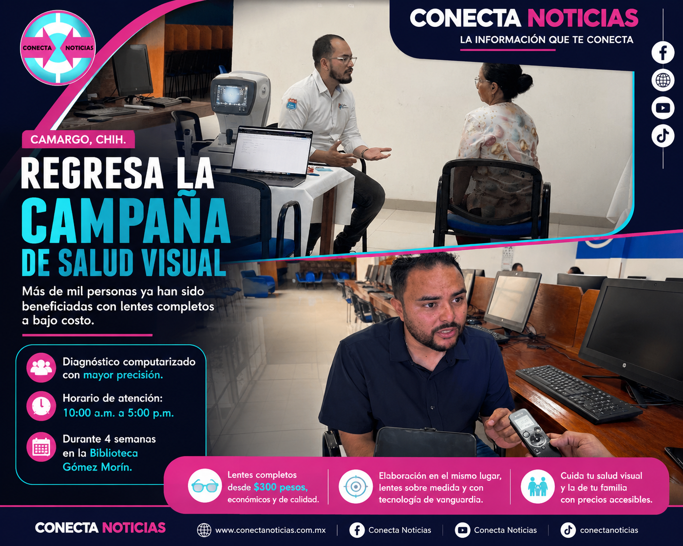 Regresa la Campaña de Salud Visual a Camargo; más de mil personas ya han sido beneficiadas