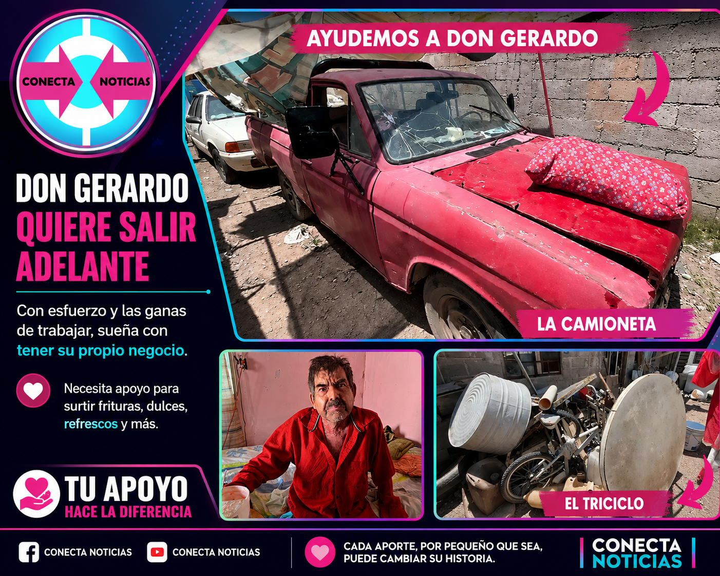 Don Gerardo no pide regalos; pide una oportunidad para trabajar y salir adelante