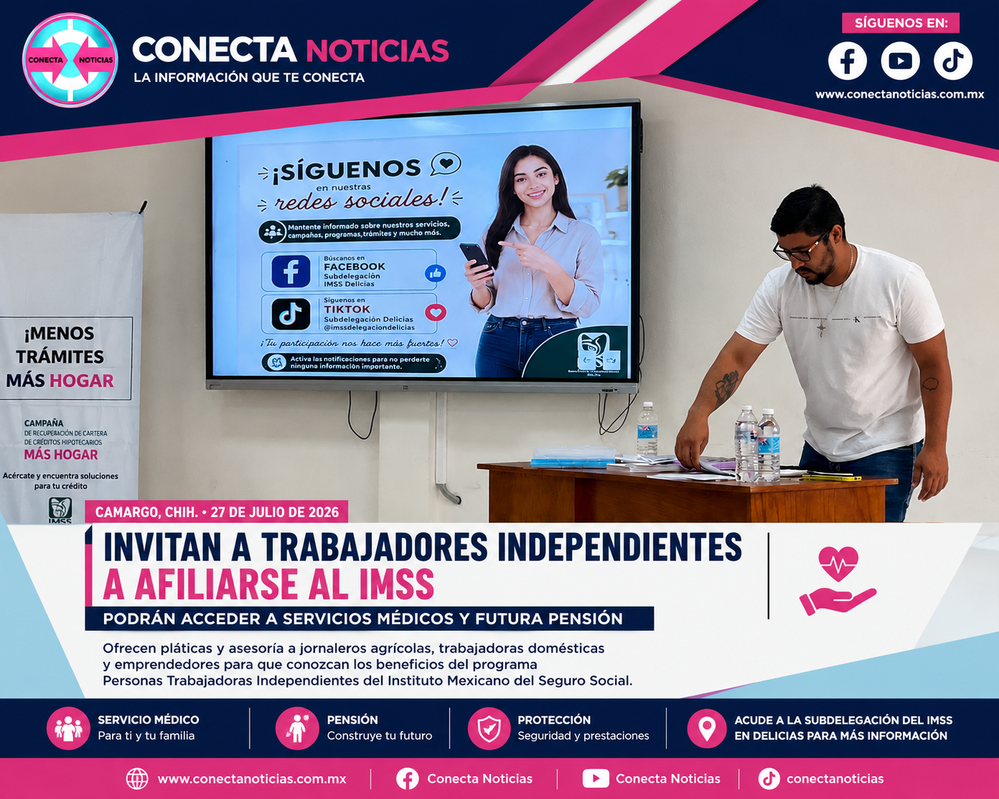 Invitan a trabajadores independientes a incorporarse al IMSS; podrán acceder a servicios médicos y construir su pensión