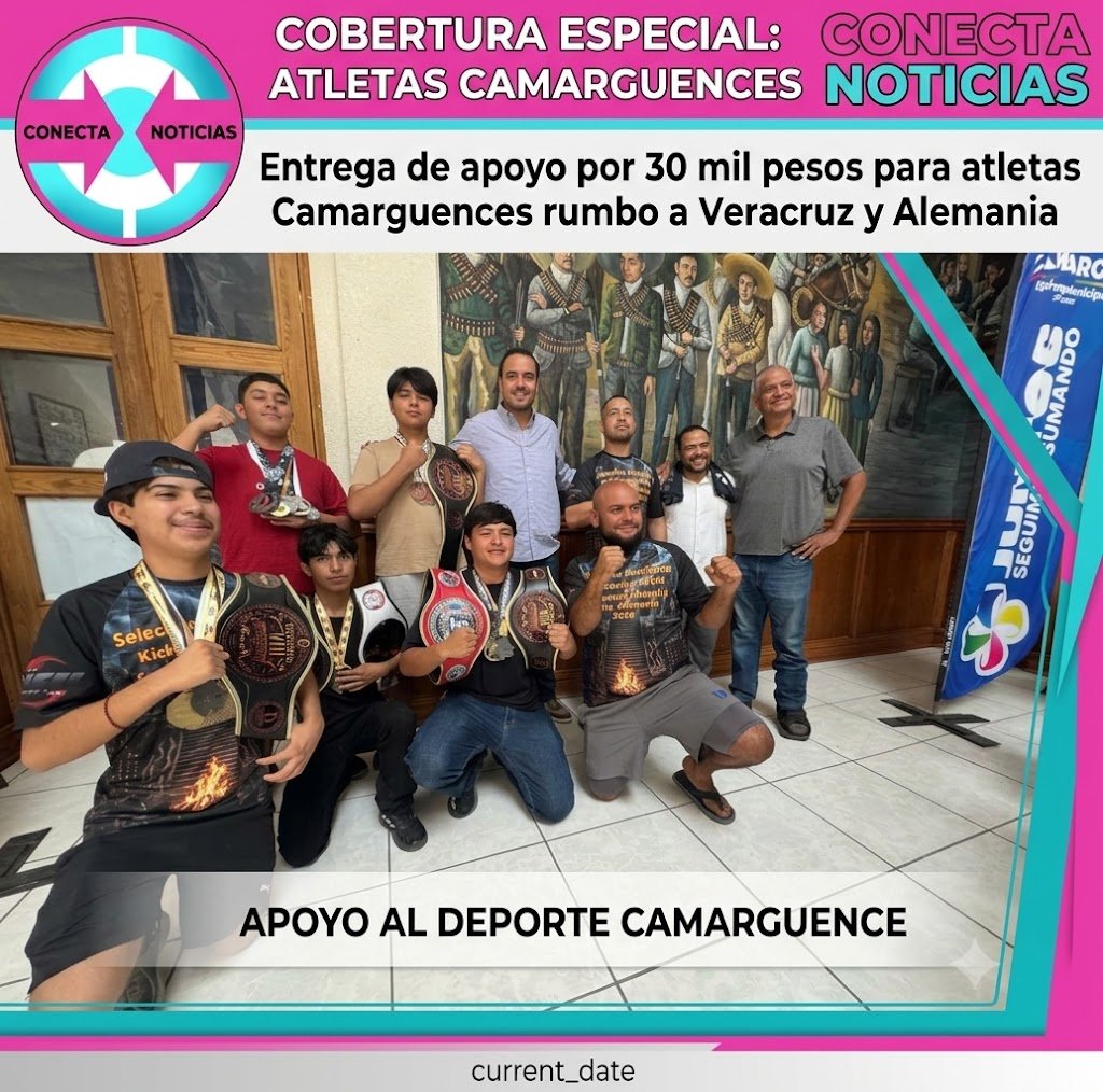Alcalde Jorge Aldana entrega apoyos a atletas de Camargo que representarán a México en Alemania.