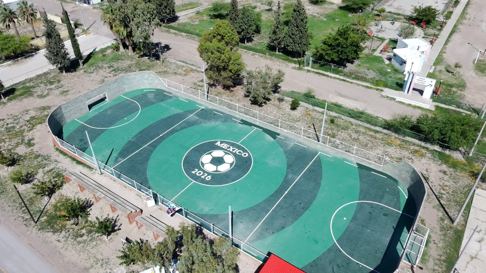 Lista la cancha de fútbol de Colonia Panamericana