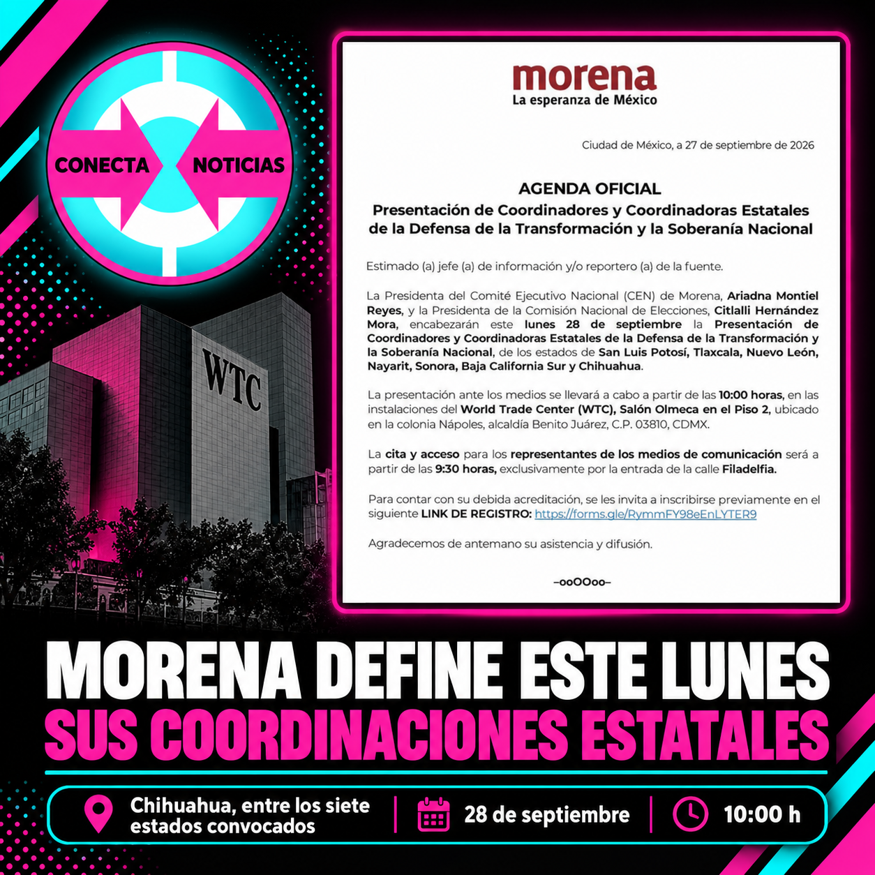 Morena prevé anunciar este lunes su coordinación en Chihuahua rumbo a 2027