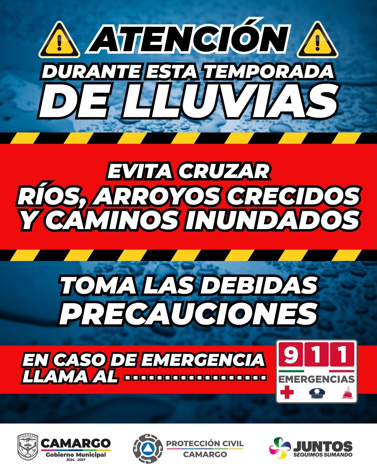 Protección Civil exhorta a extremar precauciones ante presencia de lluvias en Camargo