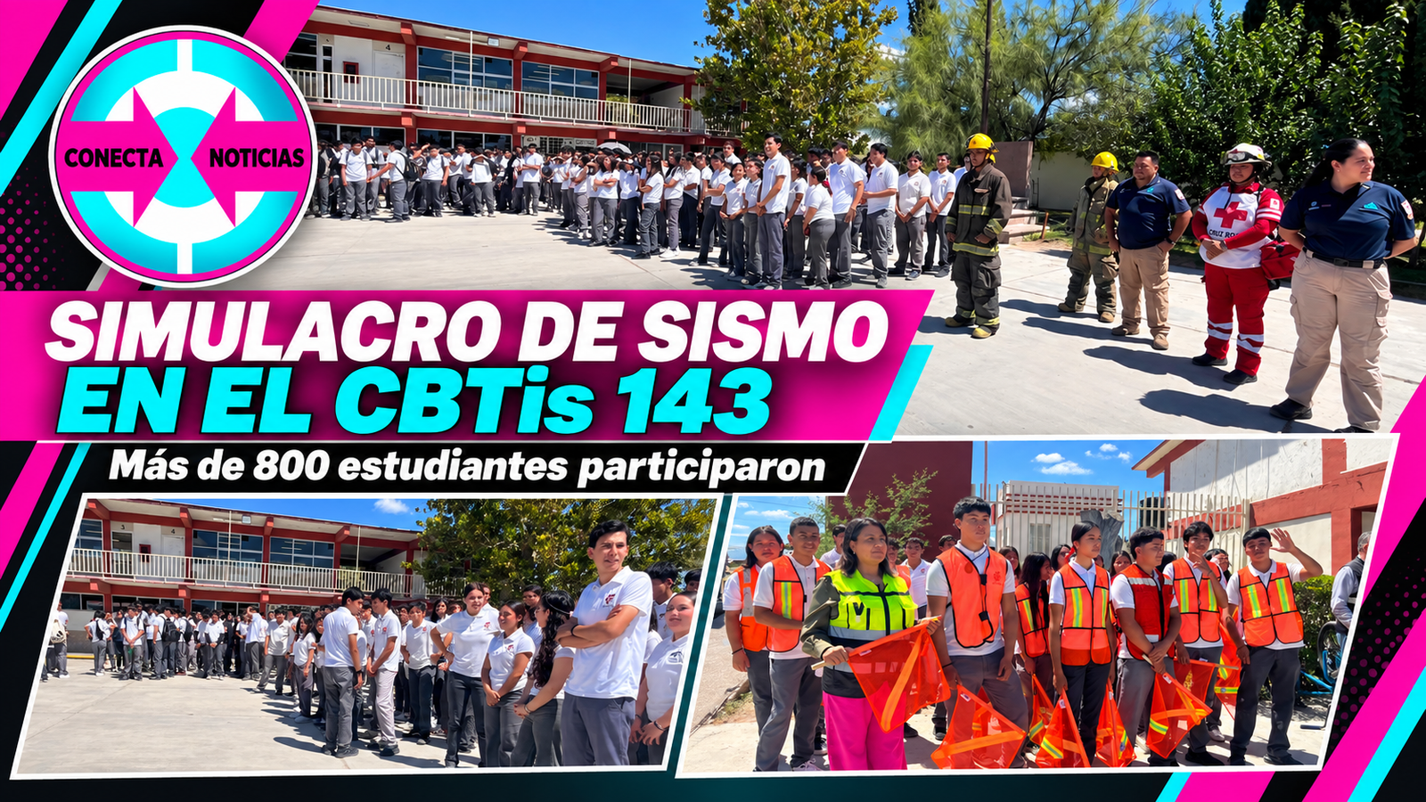 Más de 800 estudiantes participan en simulacro de sismo en el CBTis 143