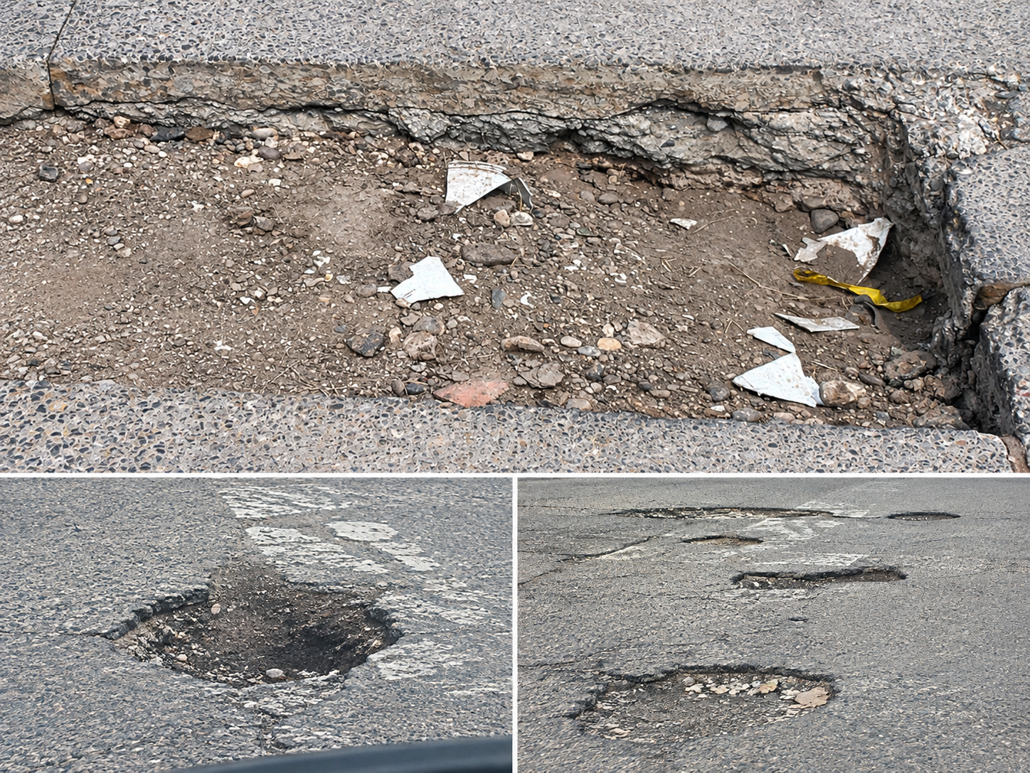 ¡Baches peligrosos en Camargo! Ciudadanos colocan llantas y trapos rojos para alertar a conductores