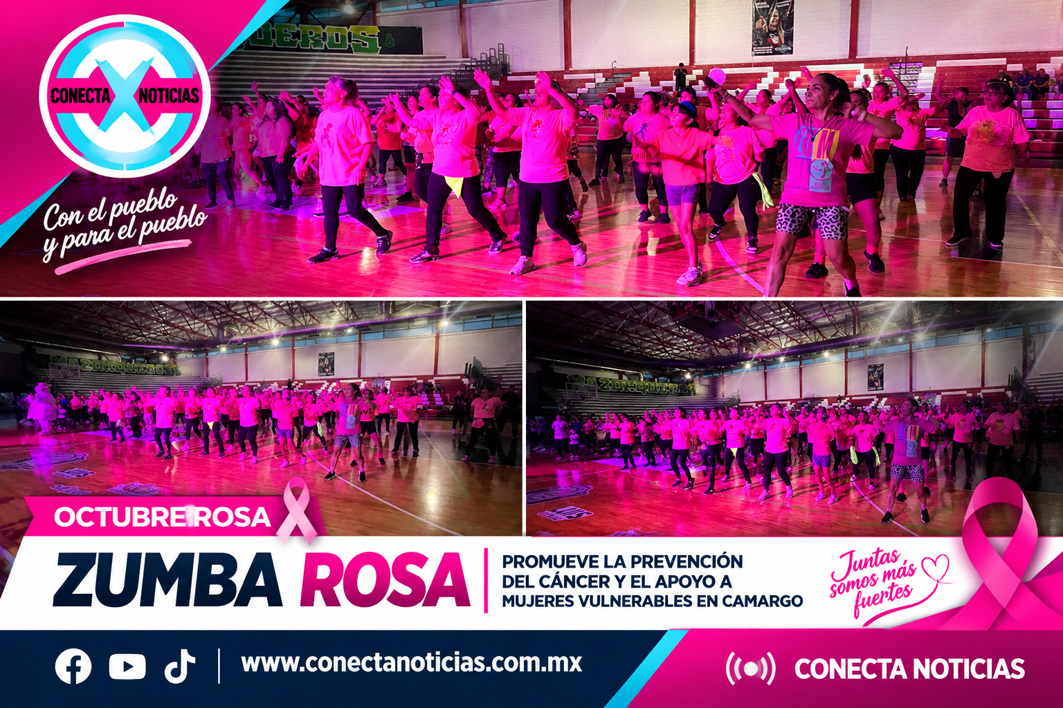 Zumba Rosa promueve la prevención del cáncer y la solidaridad con mujeres vulnerables en Camargo