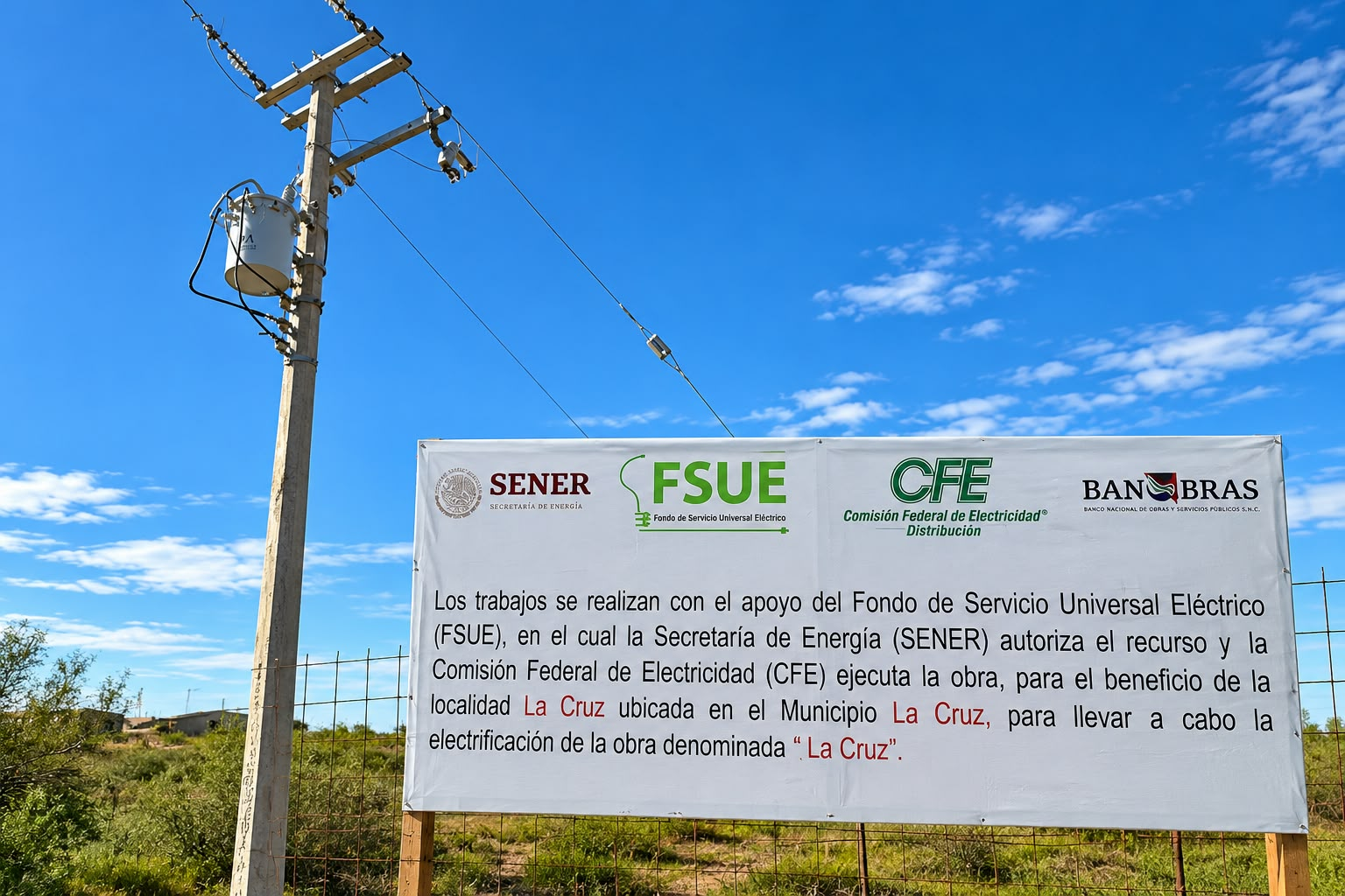 “Seguimos electrificando La Cruz”: Profr. Sergio Olvera.
